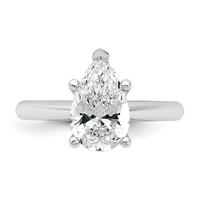 14K White Gold 2 Carat Certified Lab Grown Diamond VS+ F+ Pear 8X Complete Solitaire Ring view 4