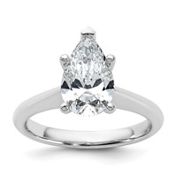14K White Gold 2 Carat Certified Lab Grown Diamond VS+ F+ Pear 8X Complete Solitaire Ring view 1