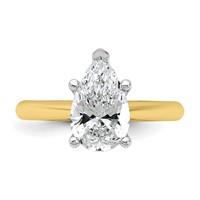 14K Two-tone 2 Carat Certified Lab Grown Diamond VS+ F+ Pear 8X Complete Solitaire Ring view 4