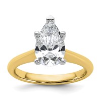 14K Two-tone 2 Carat Certified Lab Grown Diamond VS+ F+ Pear 8X Complete Solitaire Ring view 1