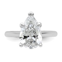 14K White Gold 3 Carat Certified Lab Grown Diamond VS+ F+ Pear 8X Complete Solitaire Ring view 4