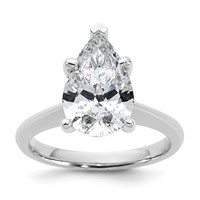 14K White Gold 3 Carat Certified Lab Grown Diamond VS+ F+ Pear 8X Complete Solitaire Ring view 1