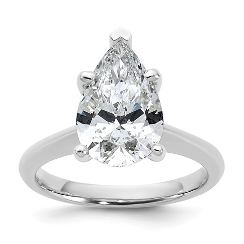 14K White Gold 3 Carat Certified Lab Grown Diamond VS+ F+ Pear 8X Complete Solitaire Ring