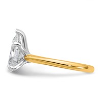 14K Two-tone 3 Carat Certified Lab Grown Diamond VS+ F+ Pear 8X Complete Solitaire Ring view 3