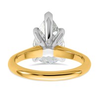 14K Two-tone 3 Carat Certified Lab Grown Diamond VS+ F+ Pear 8X Complete Solitaire Ring view 5