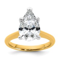 14K Two-tone 3 Carat Certified Lab Grown Diamond VS+ F+ Pear 8X Complete Solitaire Ring view 1