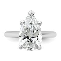 14K White Gold 4 Carat Certified Lab Grown Diamond VS+ F+ Pear 8X Complete Solitaire Ring view 4