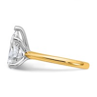 14K Two-tone 4 Carat Certified Lab Grown Diamond VS+ F+ Pear 8X Complete Solitaire Ring view 3