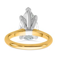14K Two-tone 4 Carat Certified Lab Grown Diamond VS+ F+ Pear 8X Complete Solitaire Ring view 5