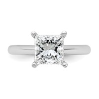14K White Gold 2 Carat Certified Lab Grown Diamond VS+ F+ Princess 8X Complete Solitaire Ring view 4