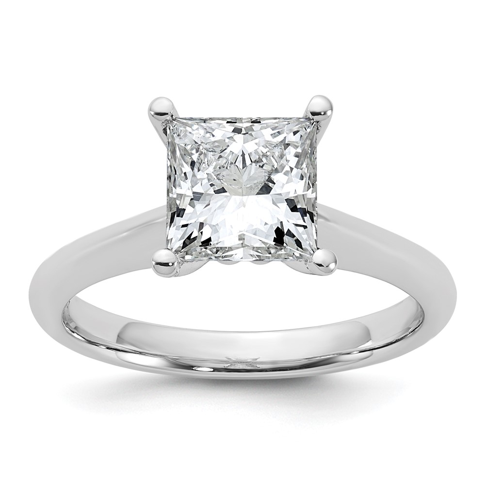14K White Gold 2 Carat Certified Lab Grown Diamond VS+ F+ Princess 8X Complete Solitaire Ring