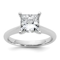 14K White Gold 2 Carat Certified Lab Grown Diamond VS+ F+ Princess 8X Complete Solitaire Ring view 1