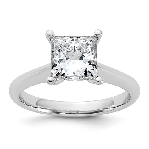 14K White Gold 2 Carat Certified Lab Grown Diamond VS+ F+ Princess 8X Complete Solitaire Ring