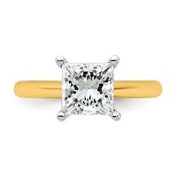 14K Two-tone 2 Carat Certified Lab Grown Diamond VS+ F+ Princess 8X Complete Solitaire Ring view 4