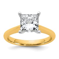 14K Two-tone 2 Carat Certified Lab Grown Diamond VS+ F+ Princess 8X Complete Solitaire Ring view 1