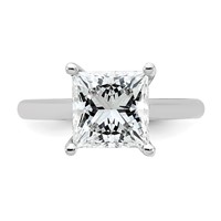 14K White Gold 3 Carat Certified Lab Grown Diamond VS+ F+ Princess 8X Complete Solitaire Ring view 4