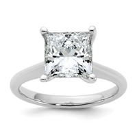 14K White Gold 3 Carat Certified Lab Grown Diamond VS+ F+ Princess 8X Complete Solitaire Ring view 1