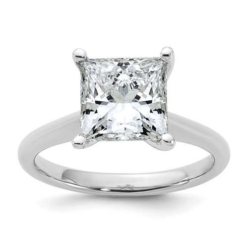 14K White Gold 3 Carat Certified Lab Grown Diamond VS+ F+ Princess 8X Complete Solitaire Ring