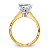 14K Two-tone 3 Carat Certified Lab Grown Diamond VS+ F+ Princess 8X Complete Solitaire Ring view 2