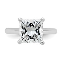 14K White Gold 4 Carat Certified Lab Grown Diamond VS+ F+ Princess 8X Complete Solitaire Ring view 4