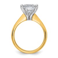 14K Two-tone 4 Carat Certified Lab Grown Diamond VS+ F+ Princess 8X Complete Solitaire Ring view 2