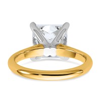 14K Two-tone 4 Carat Certified Lab Grown Diamond VS+ F+ Princess 8X Complete Solitaire Ring view 5