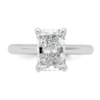 14K White Gold 2 Carat Certified Lab Grown Diamond VS+ F+ Radiant 8X Complete Solitaire Ring view 4
