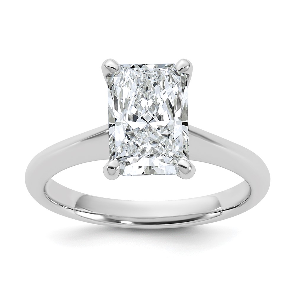 14K White Gold 2 Carat Certified Lab Grown Diamond VS+ F+ Radiant 8X Complete Solitaire Ring