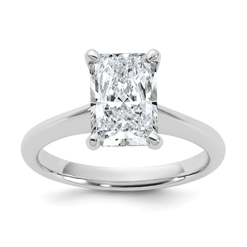 14K White Gold 2 Carat Certified Lab Grown Diamond VS+ F+ Radiant 8X Complete Solitaire Ring