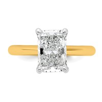 14K Two-tone 2 Carat Certified Lab Grown Diamond VS+ F+ Radiant 8X Complete Solitaire Ring view 4