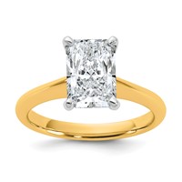 14K Two-tone 2 Carat Certified Lab Grown Diamond VS+ F+ Radiant 8X Complete Solitaire Ring view 1