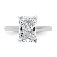 14K White Gold 3 Carat Certified Lab Grown Diamond VS+ F+ Radiant 8X Complete Solitaire Ring view 4