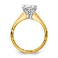 14K Two-tone 3 Carat Certified Lab Grown Diamond VS+ F+ Radiant 8X Complete Solitaire Ring view 2