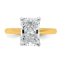 14K Two-tone 3 Carat Certified Lab Grown Diamond VS+ F+ Radiant 8X Complete Solitaire Ring view 4