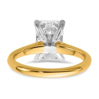 14K Two-tone 3 Carat Certified Lab Grown Diamond VS+ F+ Radiant 8X Complete Solitaire Ring view 5