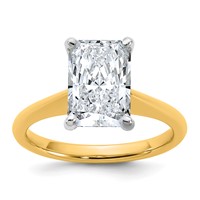 14K Two-tone 3 Carat Certified Lab Grown Diamond VS+ F+ Radiant 8X Complete Solitaire Ring view 1
