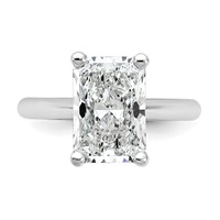 14K White Gold 4 Carat Certified Lab Grown Diamond VS+ F+ Radiant 8X Complete Solitaire Ring view 4