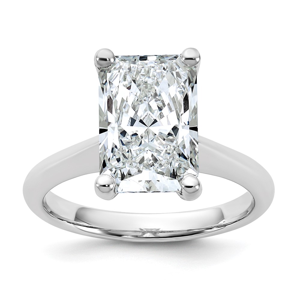 14K White Gold 4 Carat Certified Lab Grown Diamond VS+ F+ Radiant 8X Complete Solitaire Ring