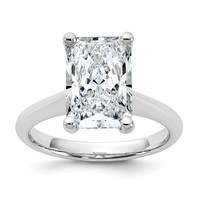 14K White Gold 4 Carat Certified Lab Grown Diamond VS+ F+ Radiant 8X Complete Solitaire Ring view 1