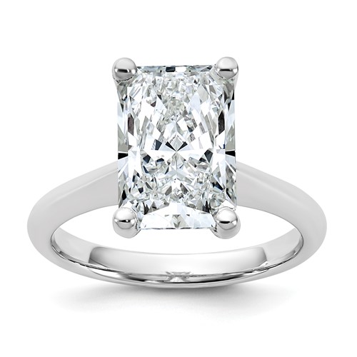 14K White Gold 4 Carat Certified Lab Grown Diamond VS+ F+ Radiant 8X Complete Solitaire Ring