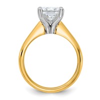 14K Two-tone 4 Carat Certified Lab Grown Diamond VS+ F+ Radiant 8X Complete Solitaire Ring view 2