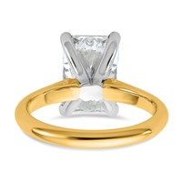 14K Two-tone 4 Carat Certified Lab Grown Diamond VS+ F+ Radiant 8X Complete Solitaire Ring view 5