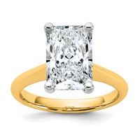 14K Two-tone 4 Carat Certified Lab Grown Diamond VS+ F+ Radiant 8X Complete Solitaire Ring view 1