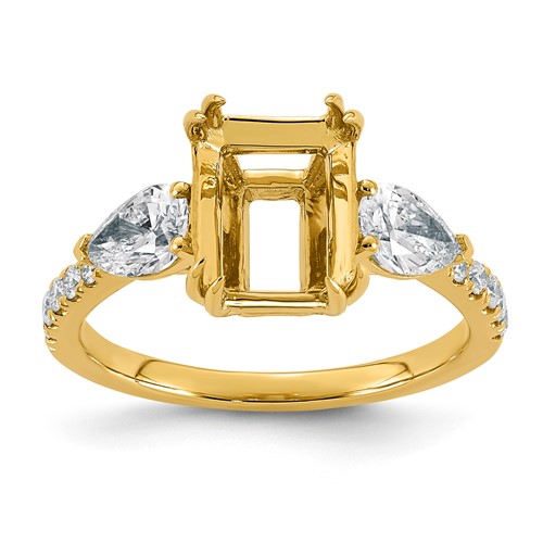 14K Yellow Gold 1ct Lab Grown Dia VS+ F+ Semi-mount Ring
