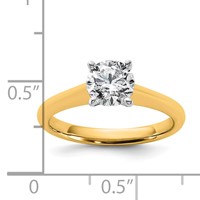 14K Two-tone 1 Carat Certified Lab Grown Diamond VS+ F+ Round 8X Complete Solitaire Ring view 2
