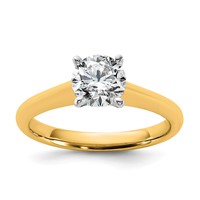 14K Two-tone 1 Carat Certified Lab Grown Diamond VS+ F+ Round 8X Complete Solitaire Ring view 1