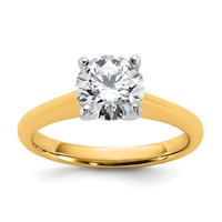 14K Two-tone 1.50 Carat Certified Lab Grown Diamond VS+ F+ Round 8X Complete Solitaire Ring view 1