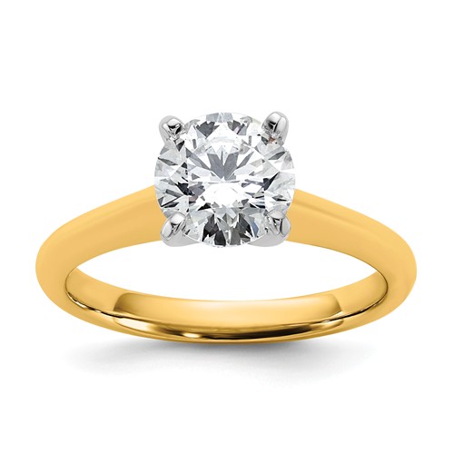 14K Two-tone 1.50 Carat Certified Lab Grown Diamond VS+ F+ Round 8X Complete Solitaire Ring