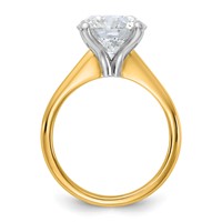 14K Two-tone 5 Carat Certified Lab Grown Diamond VS+ F+ Round 8X Complete Solitaire Ring view 2