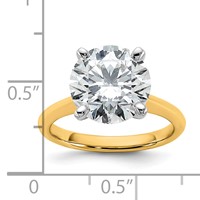 14K Two-tone 5 Carat Certified Lab Grown Diamond VS+ F+ Round 8X Complete Solitaire Ring view 3
